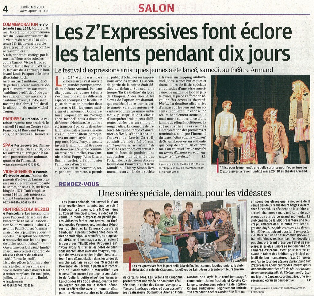LA PROVENCE 6 MAI LES ZEX