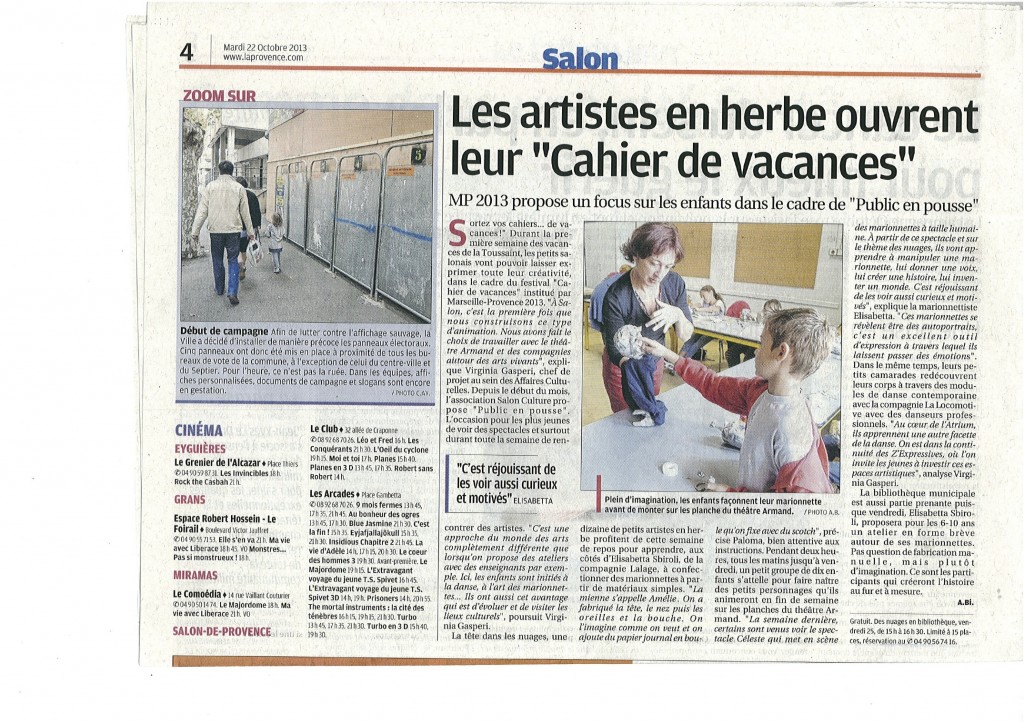 ARTICLE LA PROVENCE DU 22 OCTOBRE